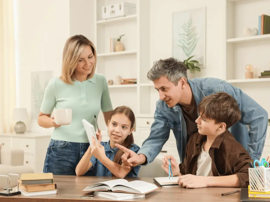 Parent and teenager having open communication conversation with guidance from counsellor